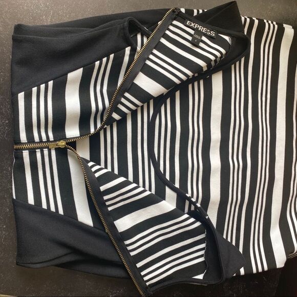 Express Black & White Striped Sheath Dress Sz 0 - Picture 12 of 13